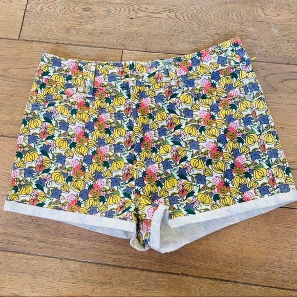 Peter Jensen High-waisted Floral bright colorful retro pin-up Denim Short 28 W - Picture 1 of 5